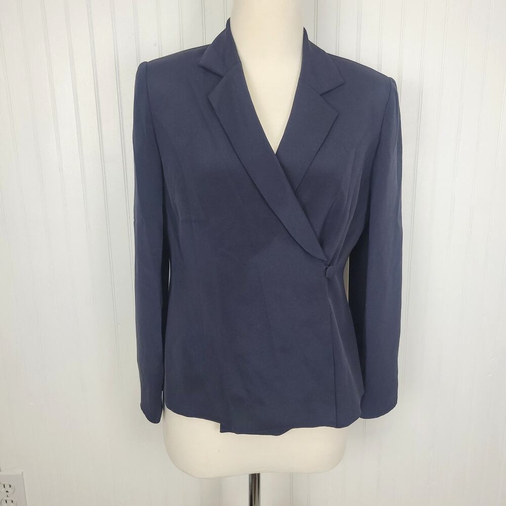 Talbots Navy Blue 100% Silk Size 6 Petite Blazer